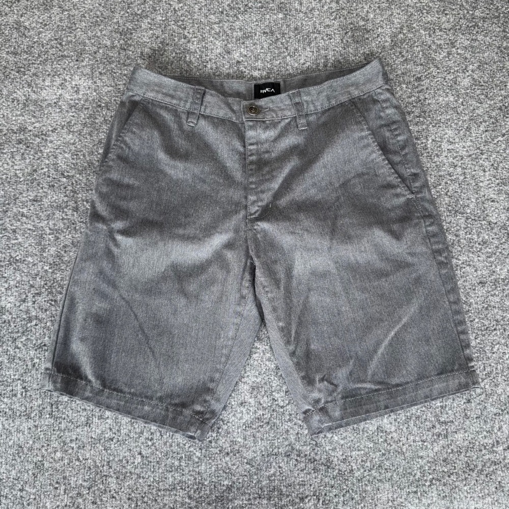 RVCA Weekend Chino Shorts Mens 30 (Fits 31) Gray Flat Front Casual Skate Grunge